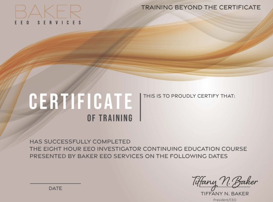 Baker EEO 8-Hour Refresher Certificate